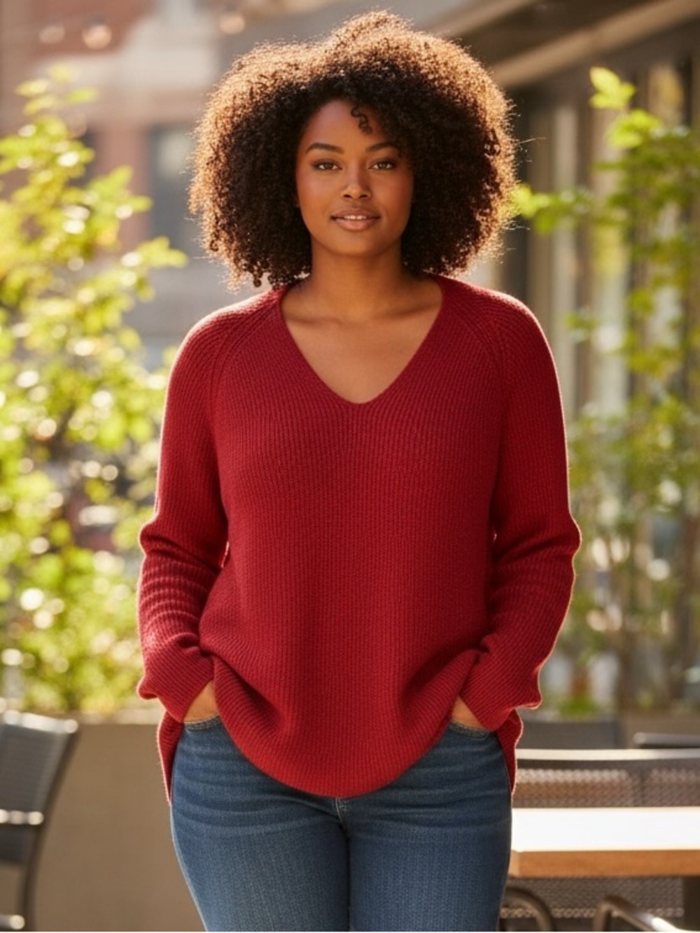 Athleta Women's V-Neck Sweater in Bold Red M